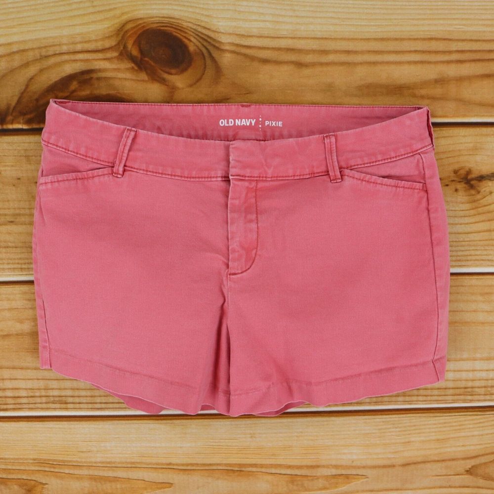 Old Navy Pixie Shorts Mid Rise Women Size 6 Pink Cotton Pockets INSEAM: 3 INCHES